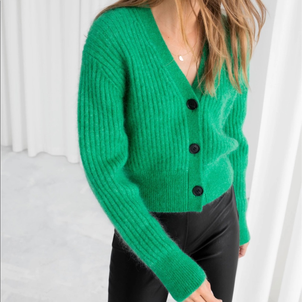 &other stories_green cardigan